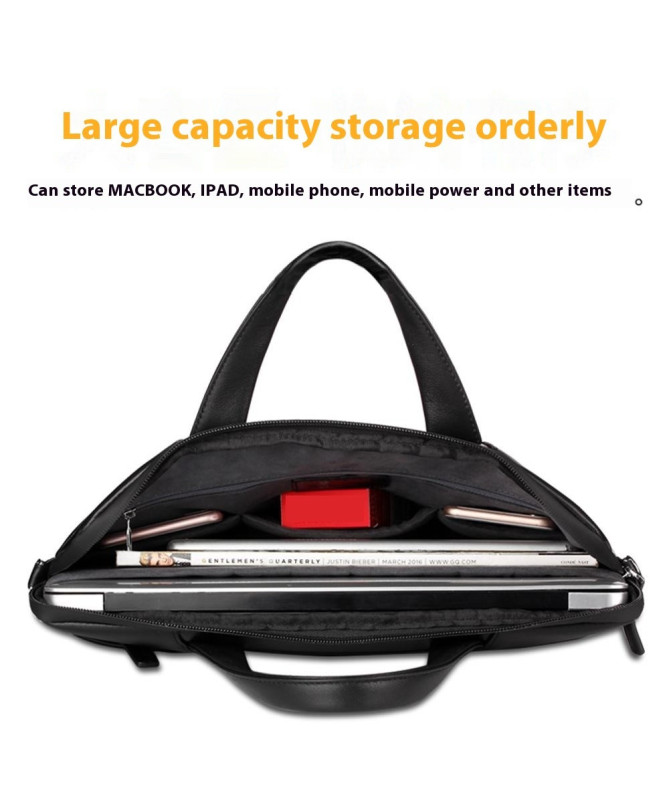 Sacoche Ordinateur 15 pouces en Cuir Véritable Anti-choc