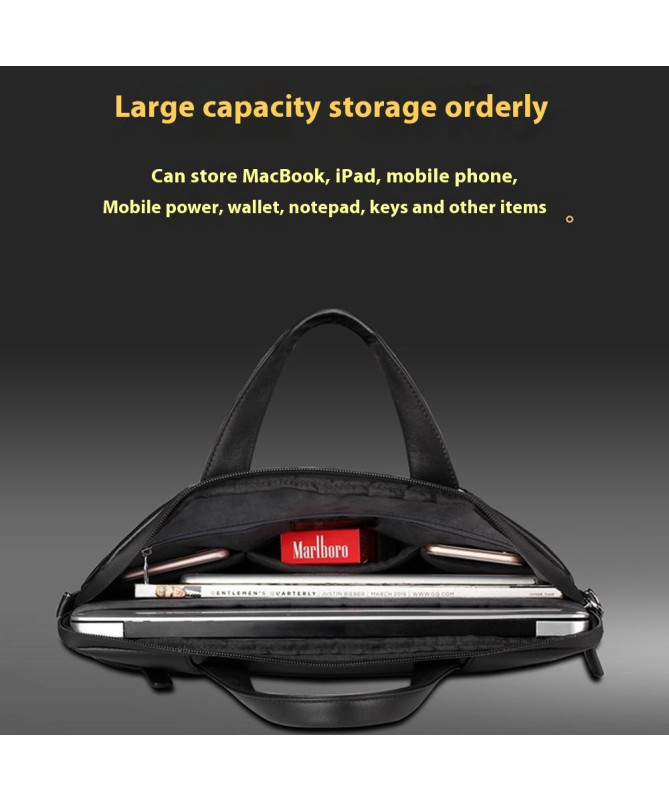 Sacoche Ordinateur 15 pouces en Cuir Véritable Anti-choc