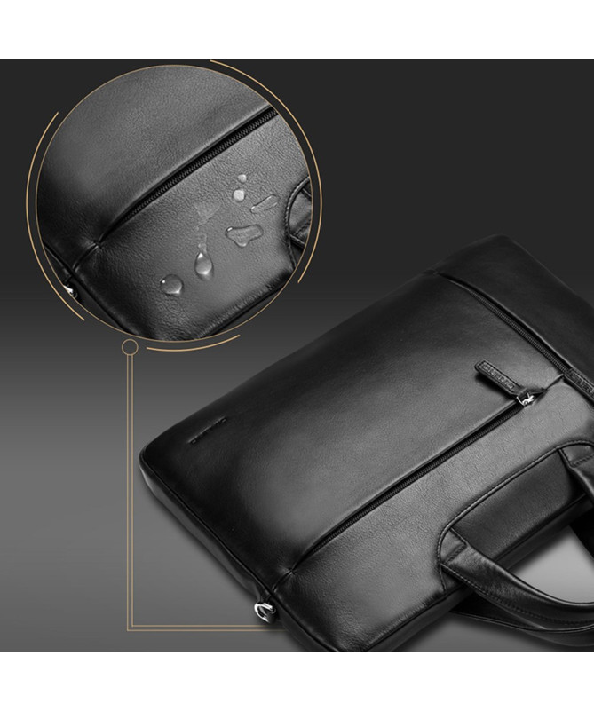 Sacoche Ordinateur 15 pouces en Cuir Véritable Anti-choc