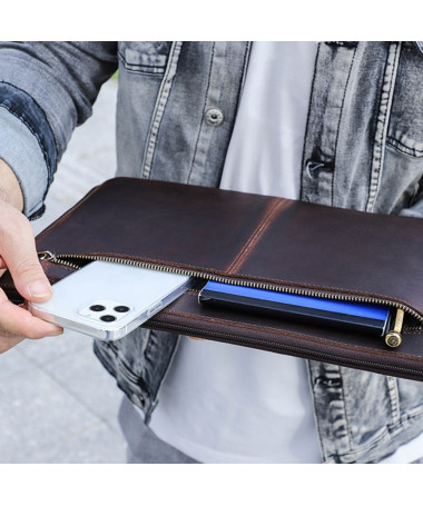 Housse MacBook 13 en Cuir Véritable Vintage