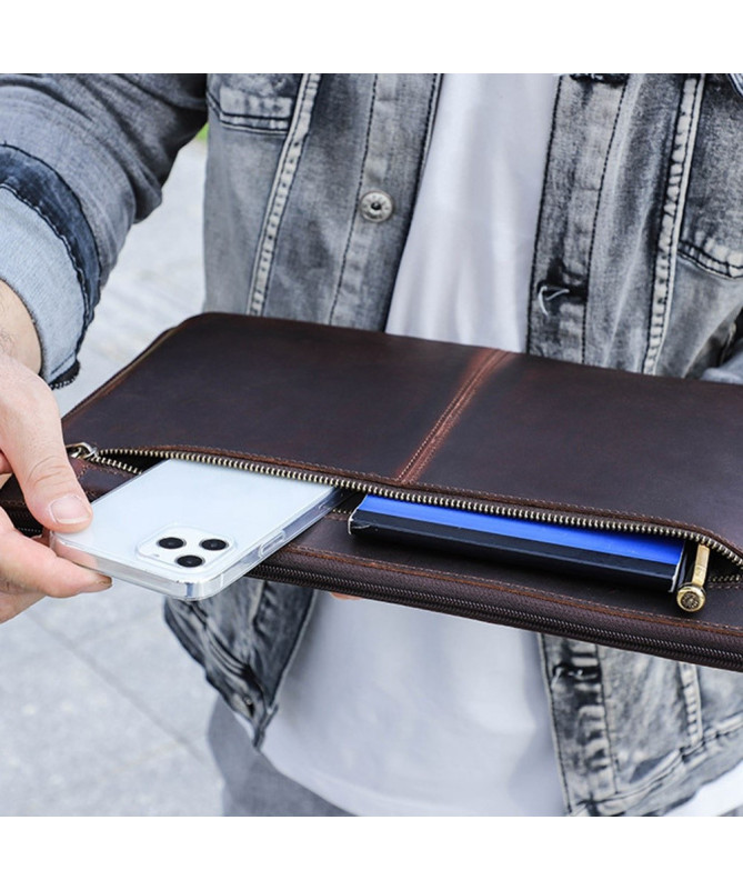 Housse MacBook 13 en Cuir Véritable Vintage