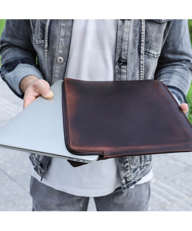 Housse MacBook 13 en Cuir Véritable Vintage