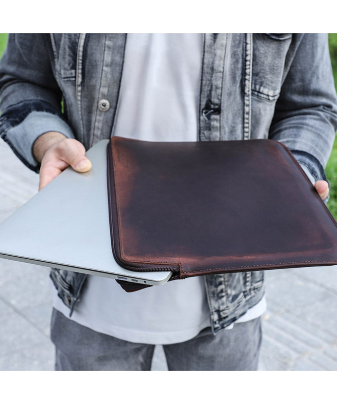 Housse MacBook Pro 15-16 pouces en Cuir Véritable Vintage