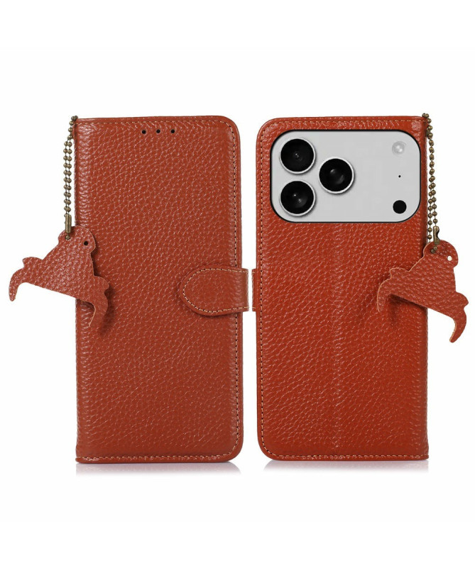 Housse iPhone 17 Pro Max en Cuir avec Pendentif