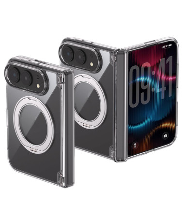 Coque iPhone Duo transparente magnétique avec anneau support