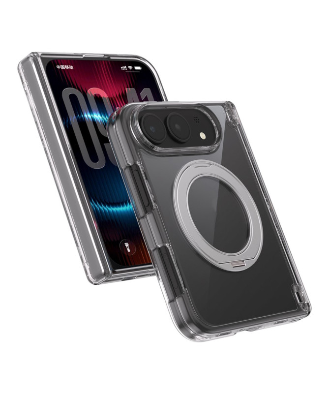 Coque iPhone Duo transparente magnétique avec anneau support