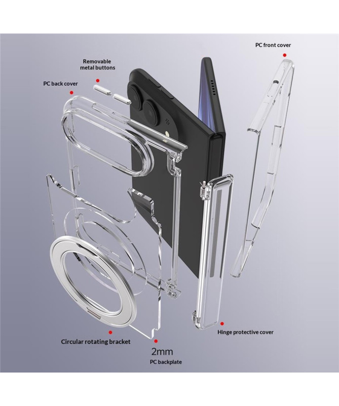 Coque iPhone Duo transparente magnétique avec anneau support