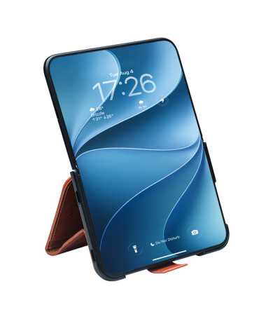 Housse iPhone Duo Cuir Véritable avec Support Réglable