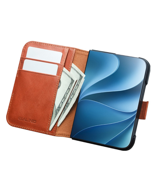 Housse iPhone Duo Cuir Véritable avec Support Réglable