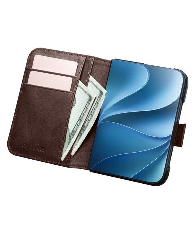 Housse iPhone Duo Cuir Véritable avec Support Réglable