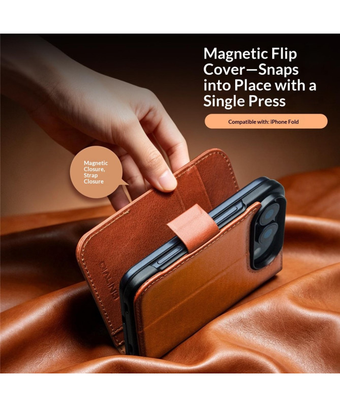Housse iPhone Duo Cuir Véritable avec Support Réglable