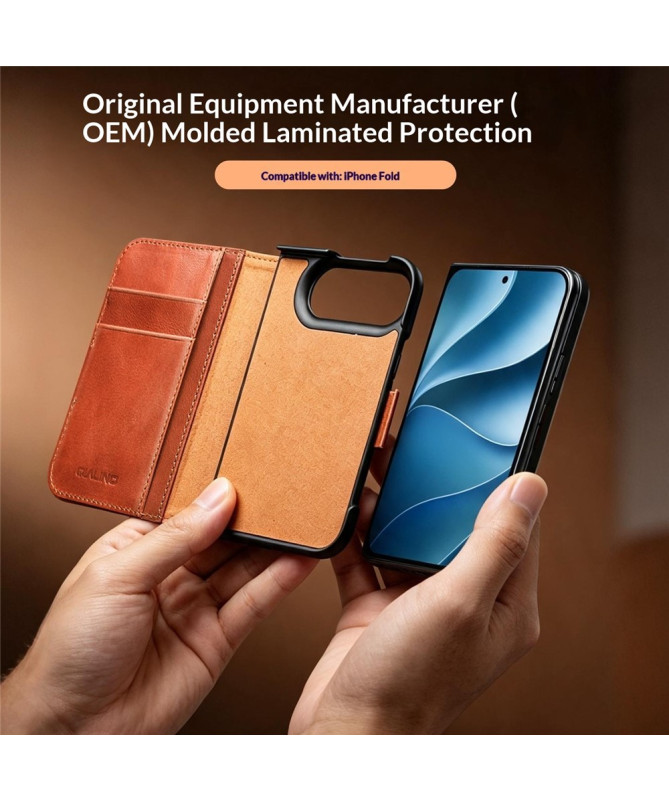 Housse iPhone Duo Cuir Véritable avec Support Réglable