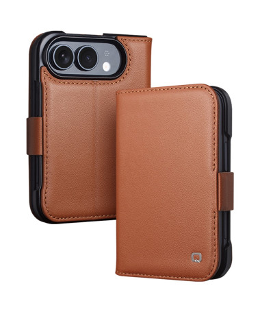 Housse iPhone Duo Cuir Véritable Portefeuille Magnétique