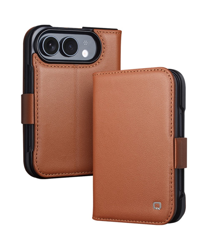 Housse iPhone Duo Cuir Véritable Portefeuille Magnétique
