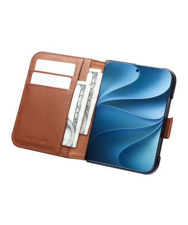 Housse iPhone Duo Cuir Véritable Portefeuille Magnétique