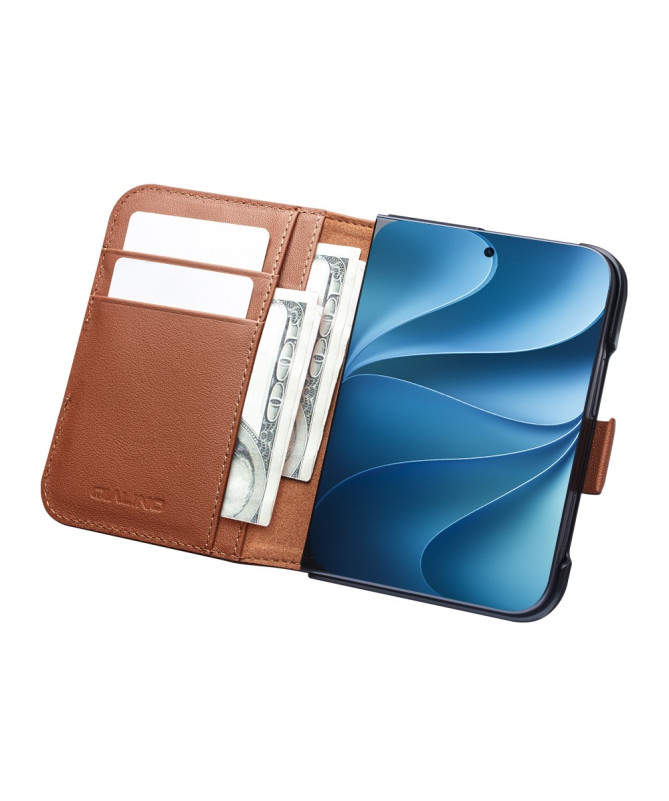 Housse iPhone Duo Cuir Véritable Portefeuille Magnétique