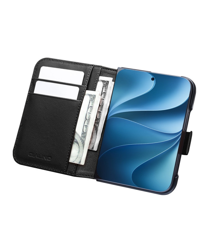Housse iPhone Duo Cuir Véritable Portefeuille Magnétique