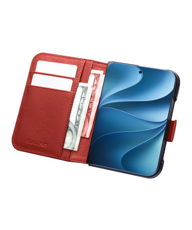 Housse iPhone Duo Cuir Véritable Portefeuille Magnétique