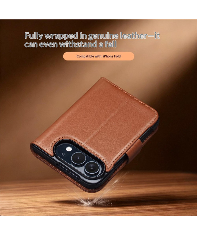 Housse iPhone Duo Cuir Véritable Portefeuille Magnétique