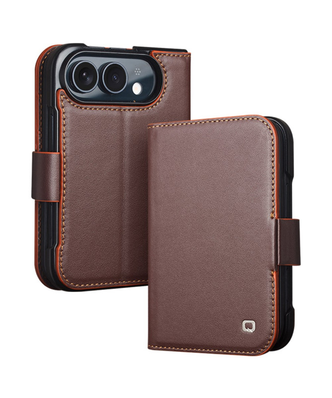 Housse iPhone Duo Cuir Véritable Portefeuille Magnétique