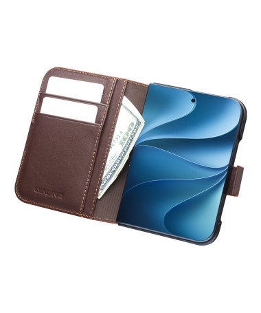 Housse iPhone Duo Cuir Véritable Portefeuille Magnétique