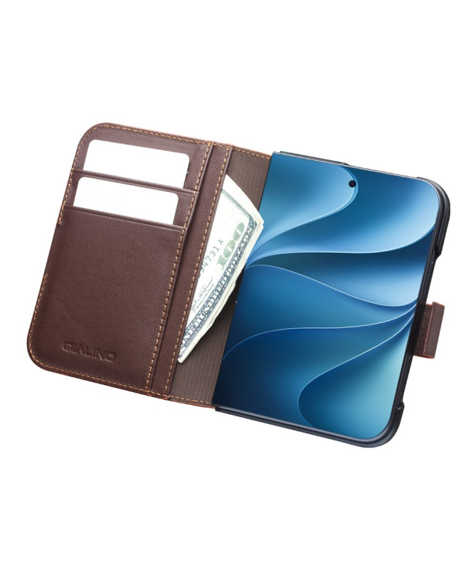 Housse iPhone Duo Cuir Véritable Portefeuille Magnétique