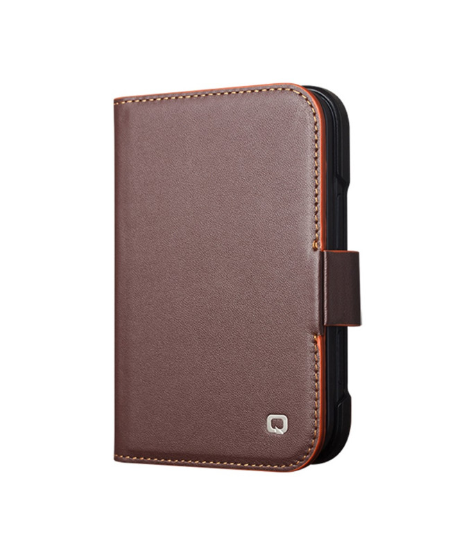 Housse iPhone Duo Cuir Véritable Portefeuille Magnétique