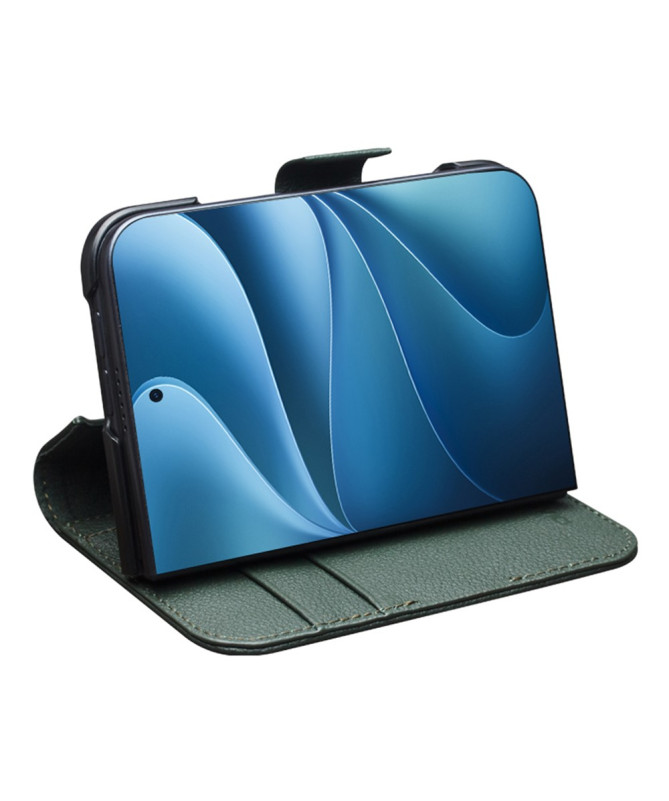 Housse iPhone Duo Cuir Véritable Portefeuille Magnétique