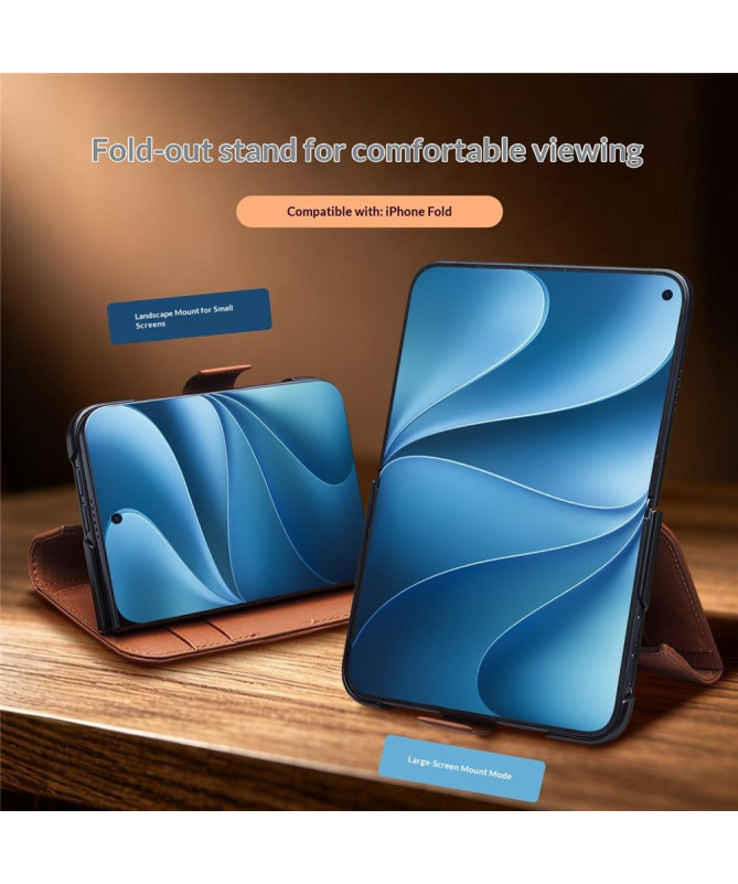 Housse iPhone Duo Cuir Véritable Portefeuille Magnétique
