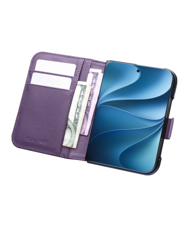 Housse iPhone Duo Cuir Véritable Portefeuille Magnétique