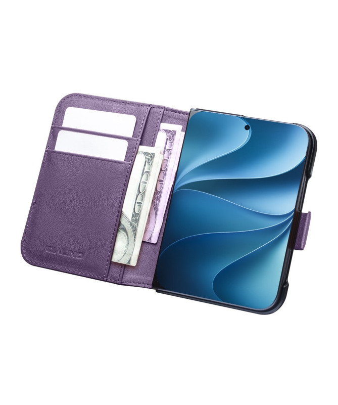 Housse iPhone Duo Cuir Véritable Portefeuille Magnétique