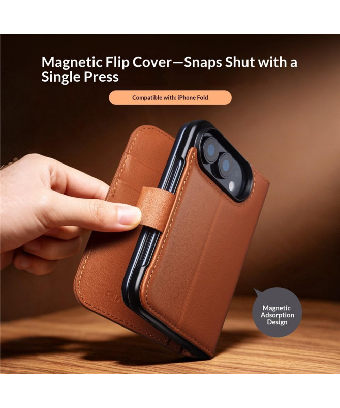 Housse iPhone Duo Cuir Véritable Portefeuille Magnétique