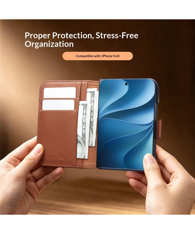 Housse iPhone Duo Cuir Véritable Portefeuille Magnétique